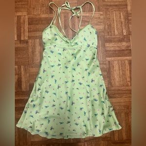 Zara lime green slip mini dress. Size s. Tie in back.